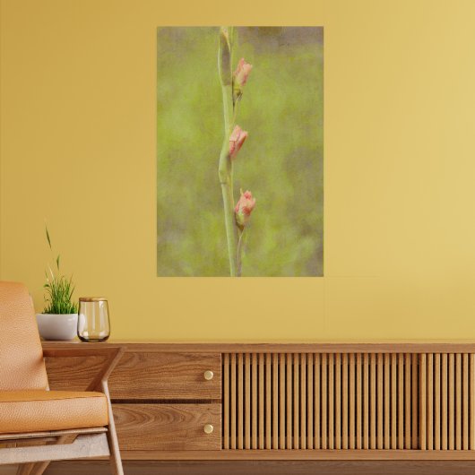 Roze Bloemknoppen Gladiolus Art Poster (Woonkamer 2)