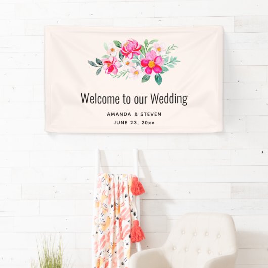  roze bloemkool Bouquet Weddenschap Spandoek (Insitu)