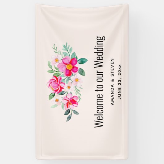  roze bloemkool Bouquet Weddenschap Spandoek (Verticaal)