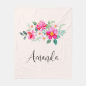  roze bloemkool fleece deken (Voorkant)