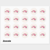  roze bloemkool ronde sticker (Vel)