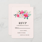  roze bloemkool RSVP kaartje (Voorkant / Achterkant)