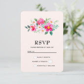  roze bloemkool RSVP kaartje (Staand voorkant)