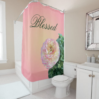 Roze bloemkoraal douchegordijn
