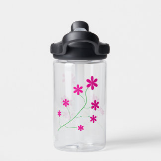Roze bloemkunst op maat gesneden vinyl sticker waterfles