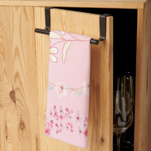 Roze Bloemkunst, Zachte Voorjaarsbloei Esthetisch Theedoek