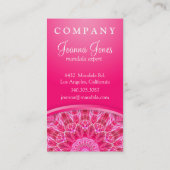 Roze bloemliefdesmandala visitekaartje (Achterkant)