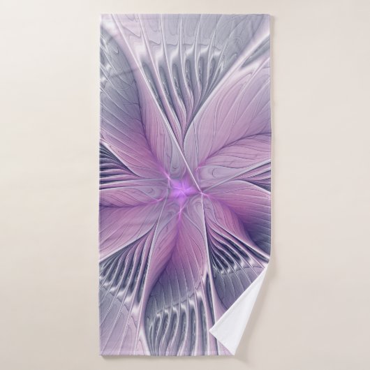 roze bloemmoderne Abstracte fractal kunst Badhanddoek (Badhanddoek)