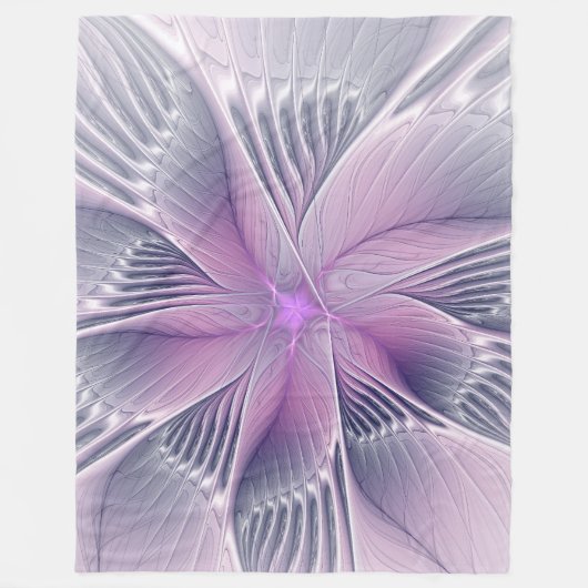 roze bloemmoderne Abstracte fractal kunst Fleece Deken (Voorkant)