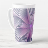roze bloemmoderne Abstracte fractal kunst Latte Mok (Linkerhoek)