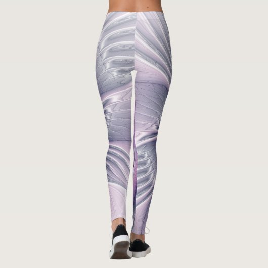 roze bloemmoderne Abstracte fractal kunst Leggings (Achterkant)