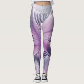 roze bloemmoderne Abstracte fractal kunst Leggings (Voorkant)
