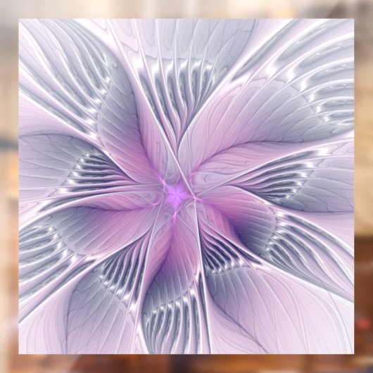 roze bloemmoderne Abstracte fractal kunst Raamsticker (Vel 2)