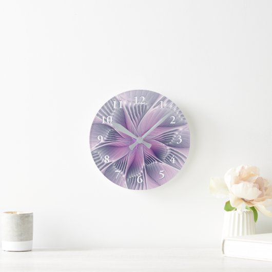 roze bloemmoderne Abstracte fractal kunst Ronde Klok (Huis)