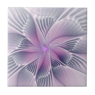  roze bloemmoderne Abstracte fractal kunst Tegeltje
