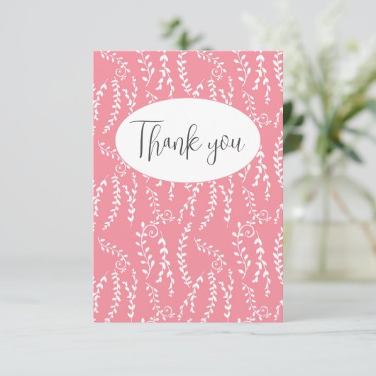 roze bloemmolen flat dank u kaart (Staand voorkant)