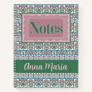 Roze Bloemmotief Folk Art Dekbed Patroon Notitieboek