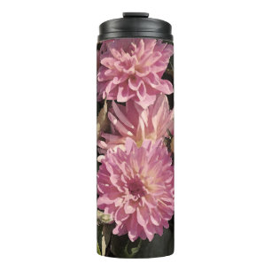 Roze bloemmotief kunst van Renee Lavoie Thermosbeker