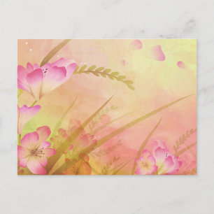 roze bloemontwerp briefkaart