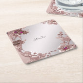 Roze  Bloempapier Onderzetter (Schuin)