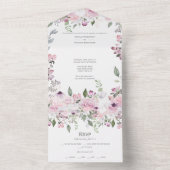 Roze Bloemparadijs All In One Uitnodiging (Binnen)