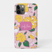 Roze bloempatroon Aangepaste naam Case-Mate iPhone Case (Achterkant)