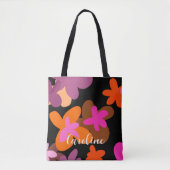 Roze bloempatroon canvas tas (Voorkant)