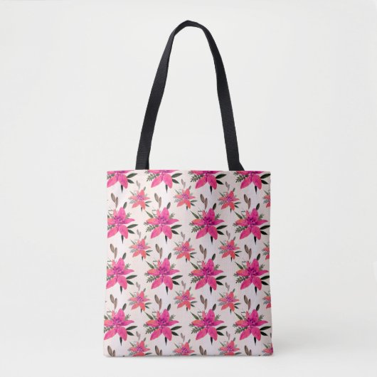 Roze Bloempatroon Design-29500 Draagtas (Voorkant)