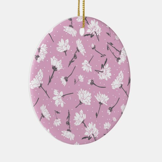 Roze Bloempatroon Design - Elegante Bloemkunst Keramisch Ornament (Rechts)