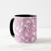Roze Bloempatroon Design - Elegante Bloemkunst Mok (Voorkant links)