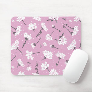 Roze Bloempatroon Design - Elegante Bloemkunst Muismat