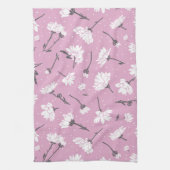 Roze Bloempatroon Design - Elegante Bloemkunst Theedoek (Verticaal)