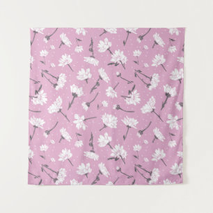 Roze Bloempatroon Design - Elegante Bloemkunst Wandkleed