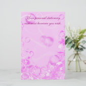 Roze Bloemplantage, sjabloon Briefpapier (Staand voorkant)