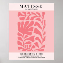 Roze bloemposter in blos | Muurkunst in Matisse-st