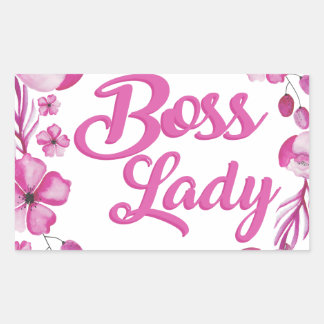 Roze Bloemrijke Boss Lady Design Rechthoekige Sticker