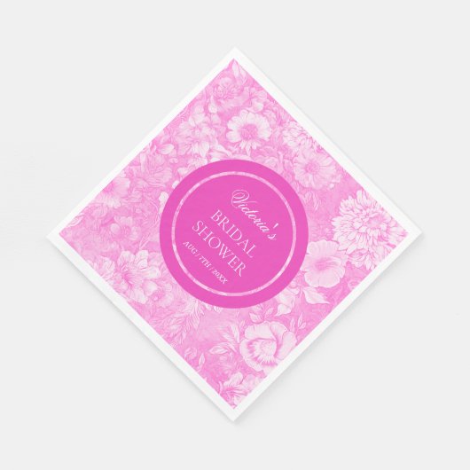 Roze bloemrijke elegante bruidsdouche toile servet (Hoek)