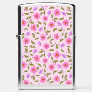 Roze Bloemrijke Kanten Madeliefje Zippo Aansteker