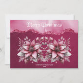 Roze bloemrijke kerstkaart (Voorkant)