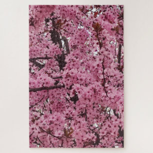 Roze bloemrijke lenteboom legpuzzel