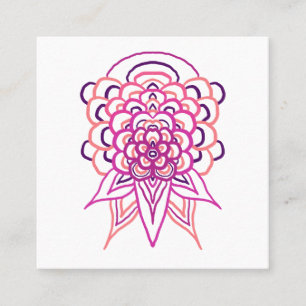 Roze Bloemrijke Mandala Vierkante Zakelijke Kaart Visitekaartje