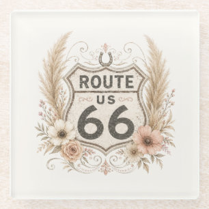 Roze bloemrijke Route 66 Barware Huisdecoratie Glazen Onderzetter