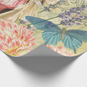 Roze Bloemrijke Victoriaanse Vrouw Regency Cadeaupapier (Hoek)