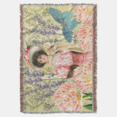 Roze Bloemrijke Victoriaanse Vrouw Regency Deken (Voorkant Verticaal)