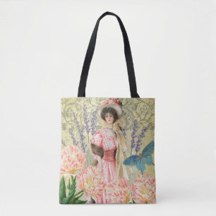 Roze Bloemrijke Victoriaanse Vrouw Regency Draagtas