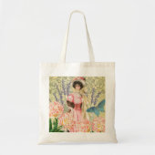 Roze Bloemrijke Victoriaanse Vrouw Regency Tote Bag (Voorkant)