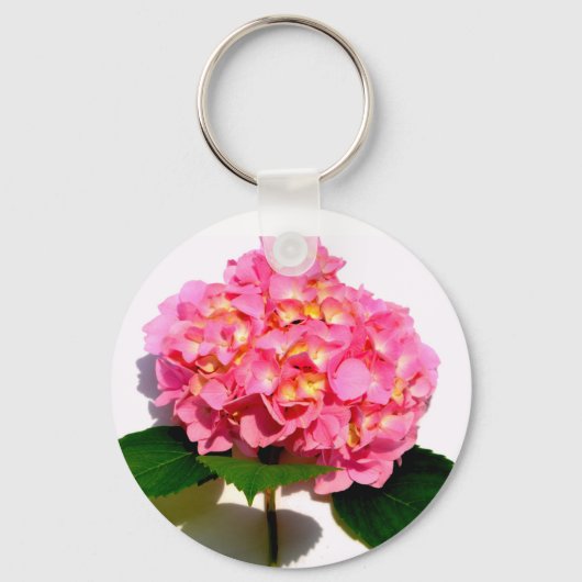 Roze bloemroze bloemroze floraal sleutelhanger (Voorkant)