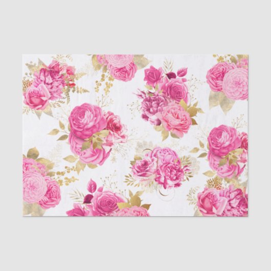 Roze Bloemrozen Tissuepapier (Voorkant)