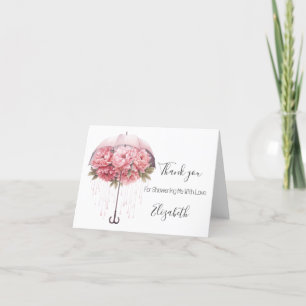 Roze Bloemscherm Bruidsdouche Babyshower Bedankkaart
