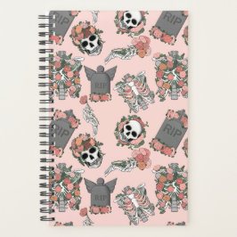 Roze bloemskelet planner